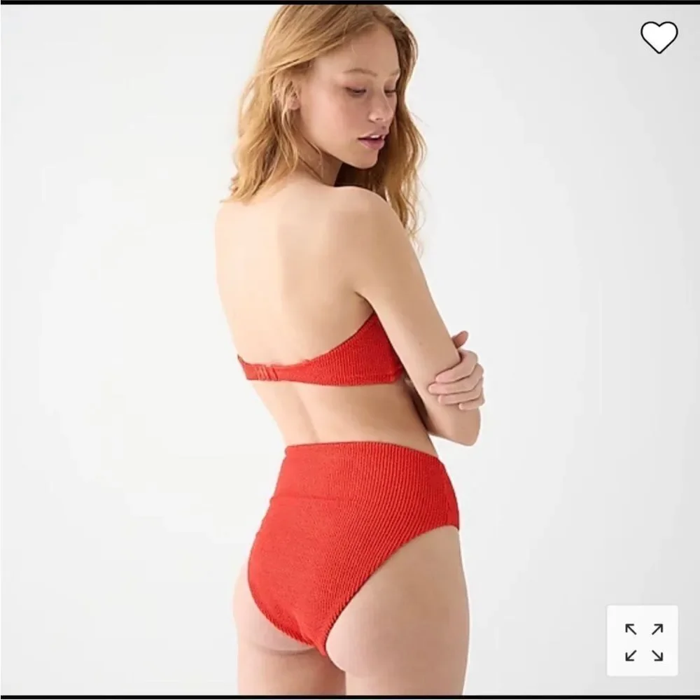 J Crew red scrunchie high rise bikini bottom size Xl new